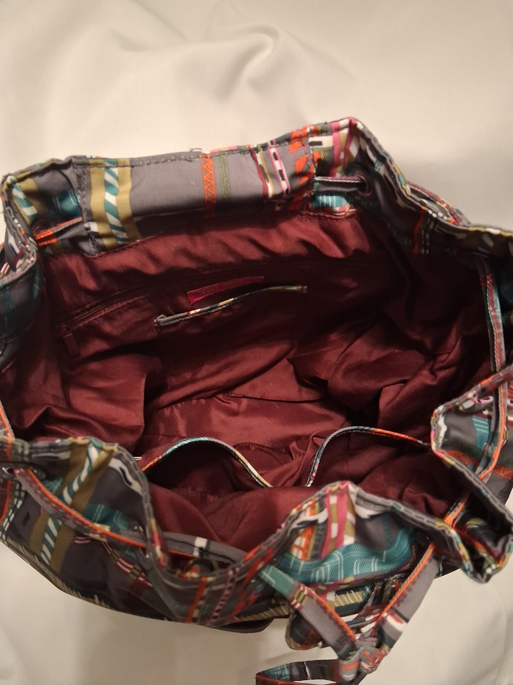 VERA BRADLEY Multicolor Plaid Print Drawstring Backpack - Style: Midtown Cargo - Picture 11 of 14